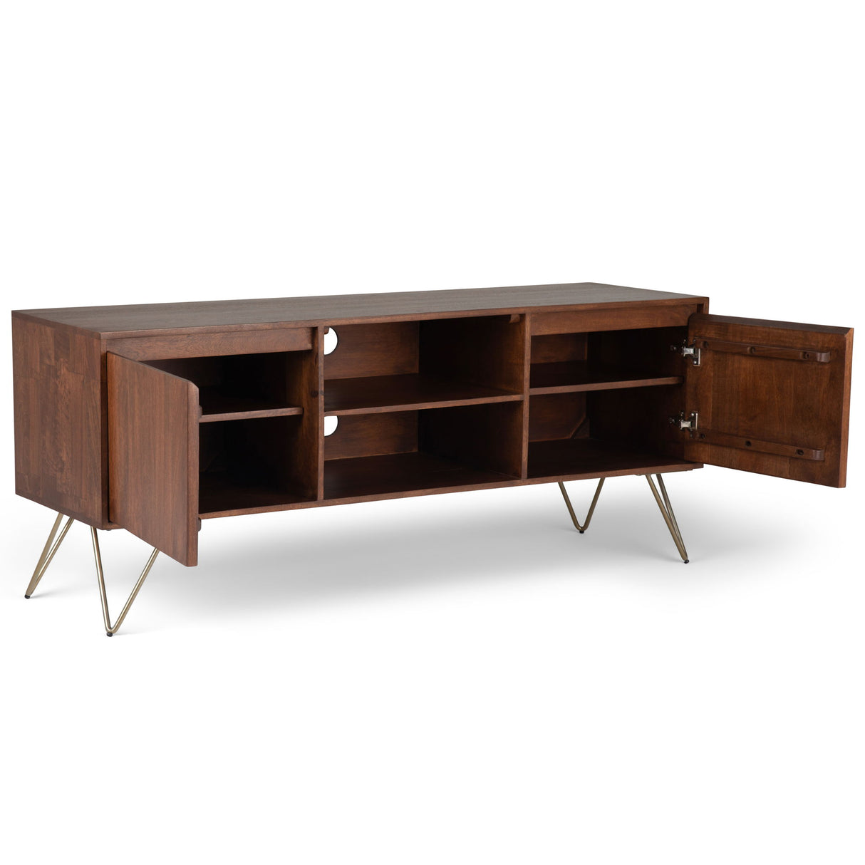 Hunter - TV Media Stand - Umber Brown Stain by Simpli-Home | Bel Furniture
