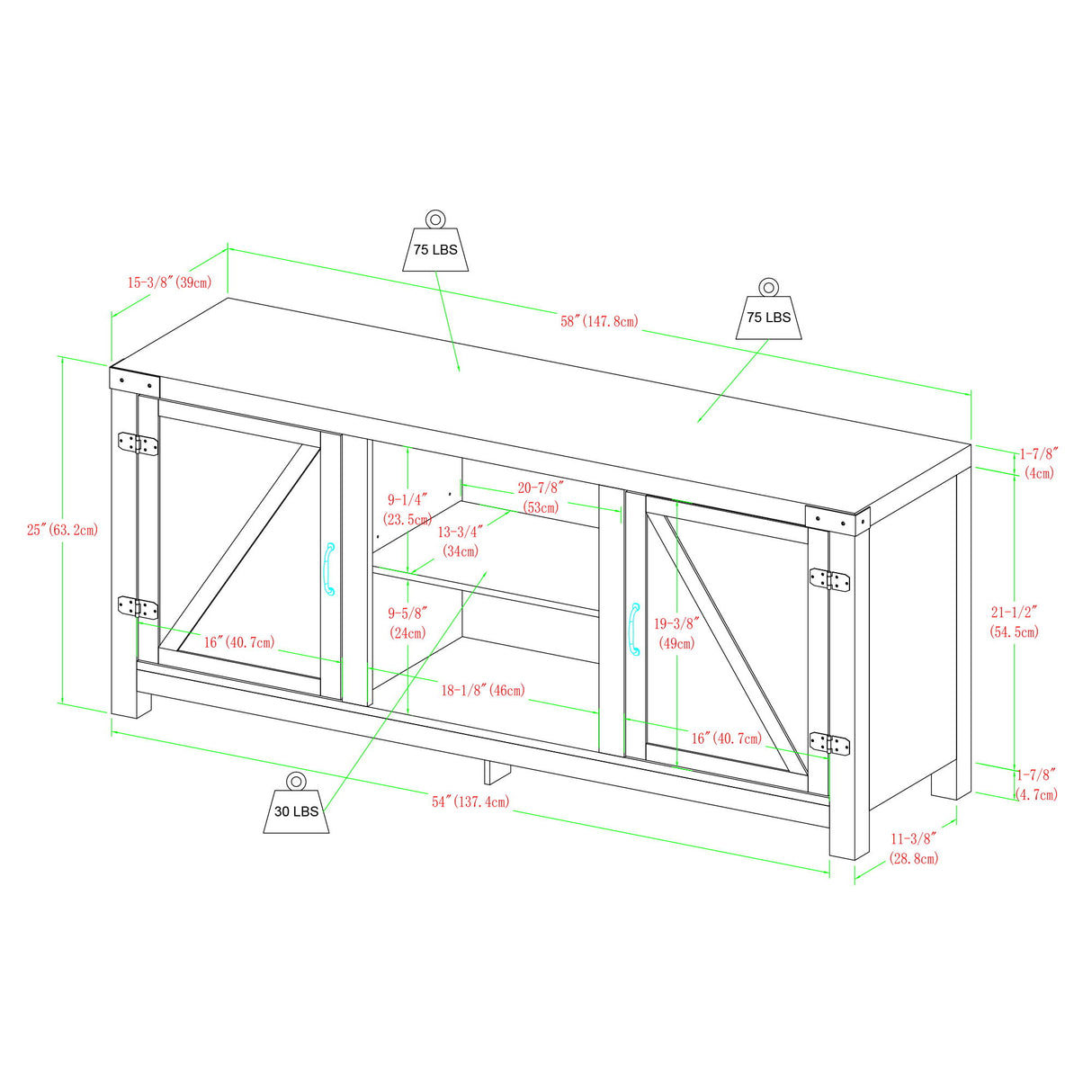 Farmhouse Barn Door TV Stand For TVs Up To 65"