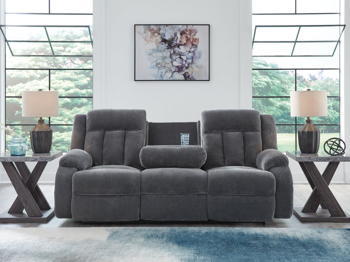Observation - Steel - Reclining Power Sofa With Drop Down Table by Signature Design by Ashley® | Bel Furniture