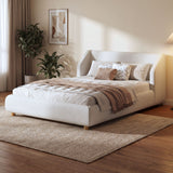 Modern Upholstered Bed Frame With Wingback Headboard