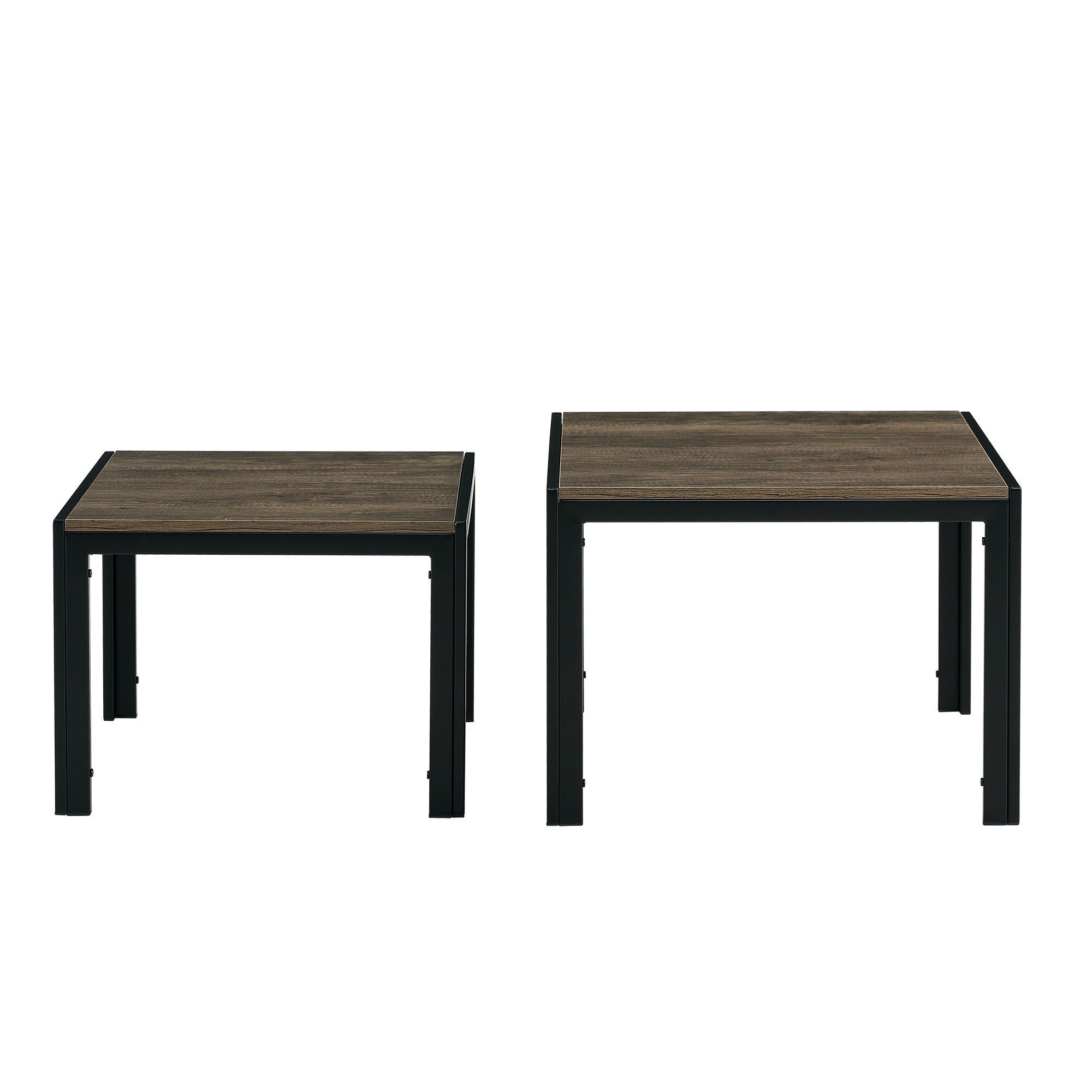 Nesting Coffee Table (Set of 2), Square Modern Stacking Table With Tempered Glass Finish For Living Room