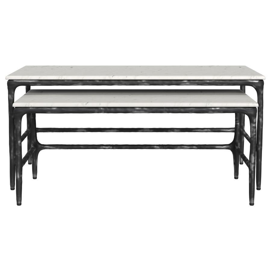 Ebby - 2 Piece Genuine Marble Top Nesting Coffee Tables - White by Coaster Fine Furniture | Bel Furniture