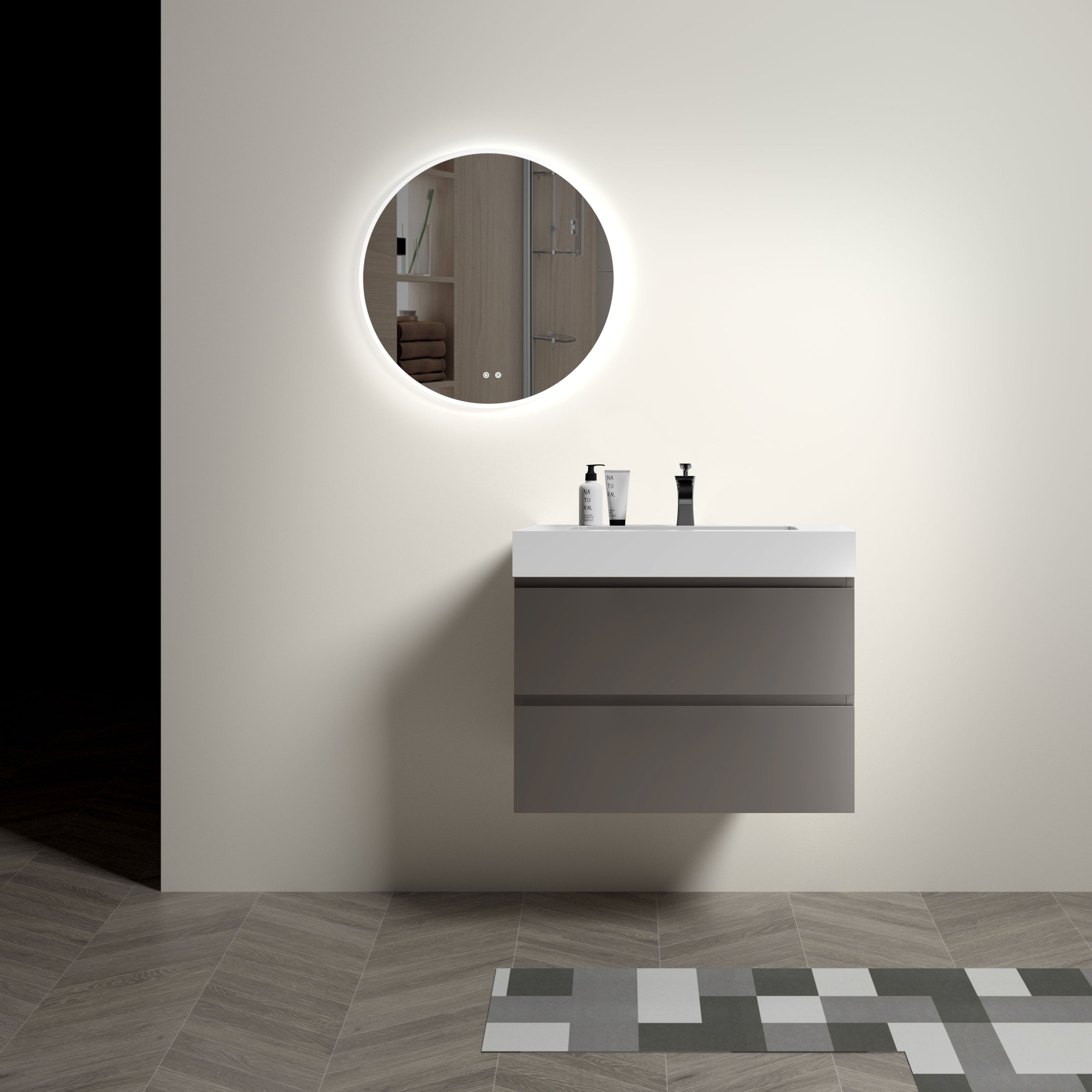 Alice - Bathroom Vanity With Sink, Large Storage Wall Mounted Floating Bathroom Vanity For Modern Bathroom, One-Piece Sink Basin Without Drain And Faucet