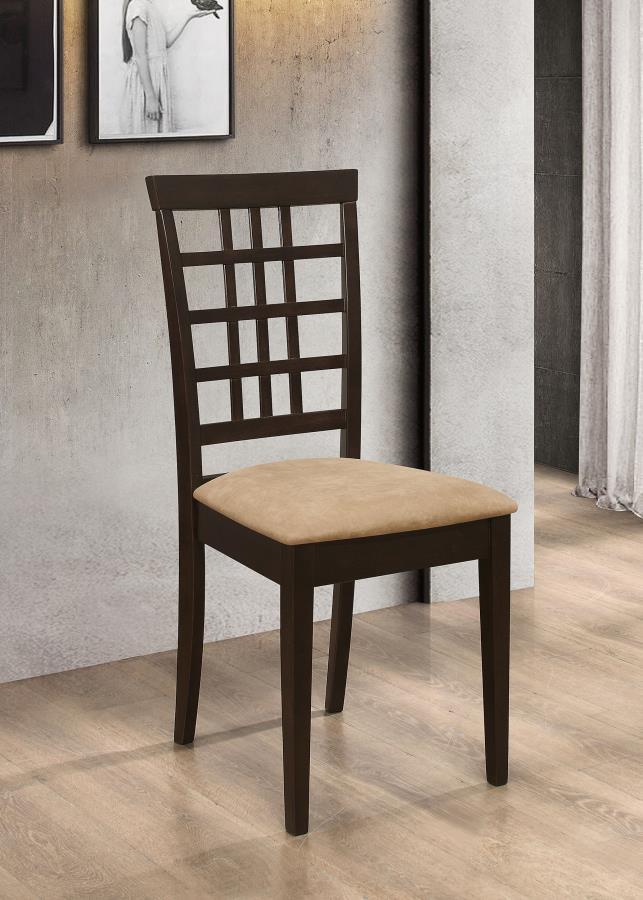 Kelso - Lattice Back Dining Side Chair (Set of 2) - Cappuccino by CoasterEveryday | Bel Furniture