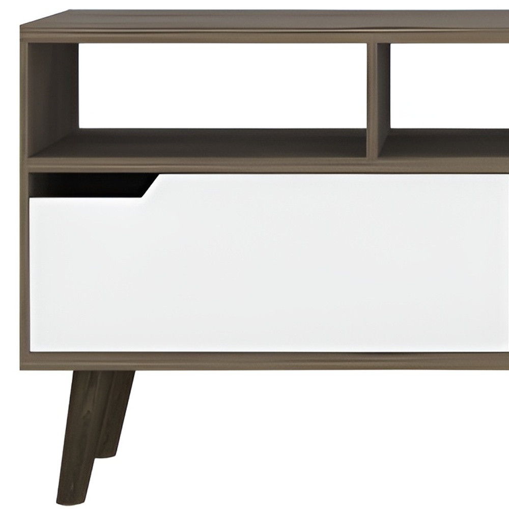 Particle Board Open Shelving TV Stand - Brown / White