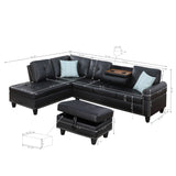 Irine - Faux Leather Sectional Sofa With Ottoman