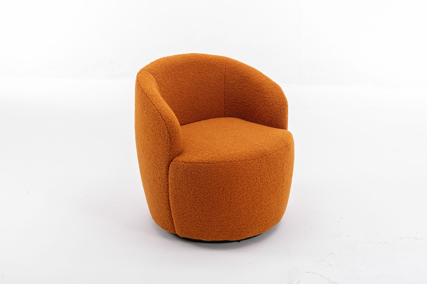 Teddy Fabric Swivel Accent Armchair Barrel Chair With Powder Coating Metal Ring