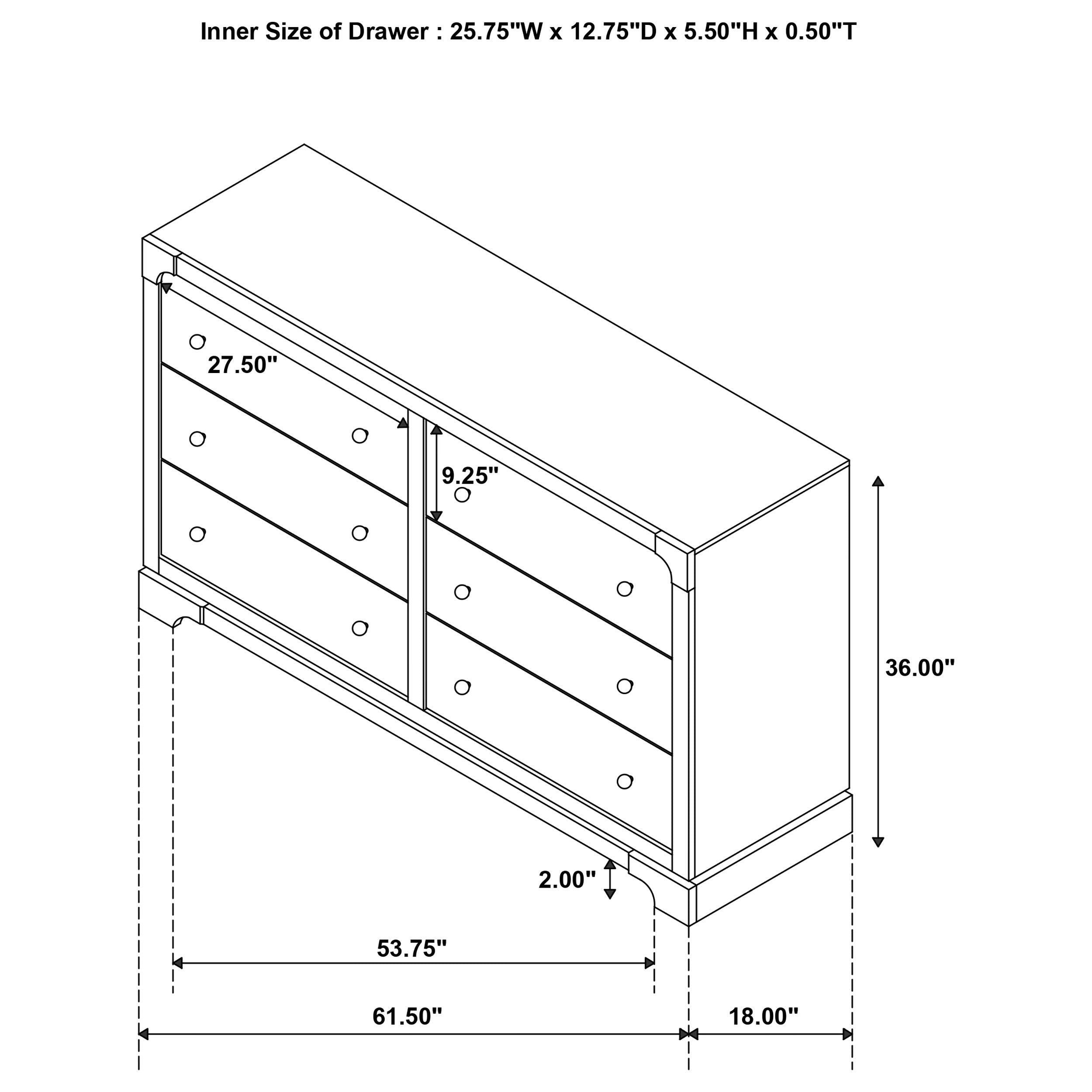 Gran Park - 6-Drawer Dresser Cabinet - Dark Cocoa