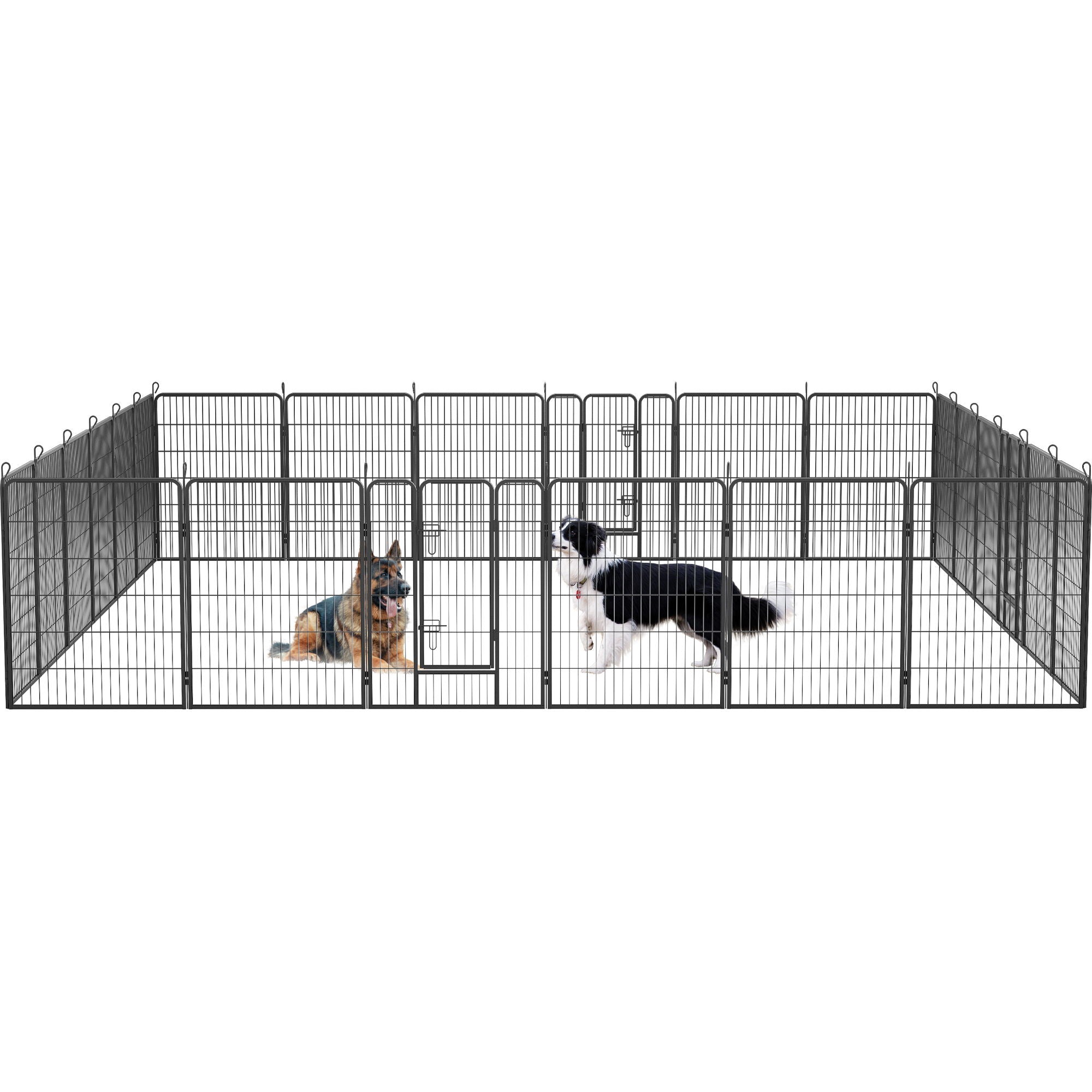 Dog Pens Outdoor Height Foldable Panels Heavy Duty Metal Portable Dog Playpen Indoor Anti Rust Exercise Dog Fence With Doors For Pets Play Pen For RV Camping Yard