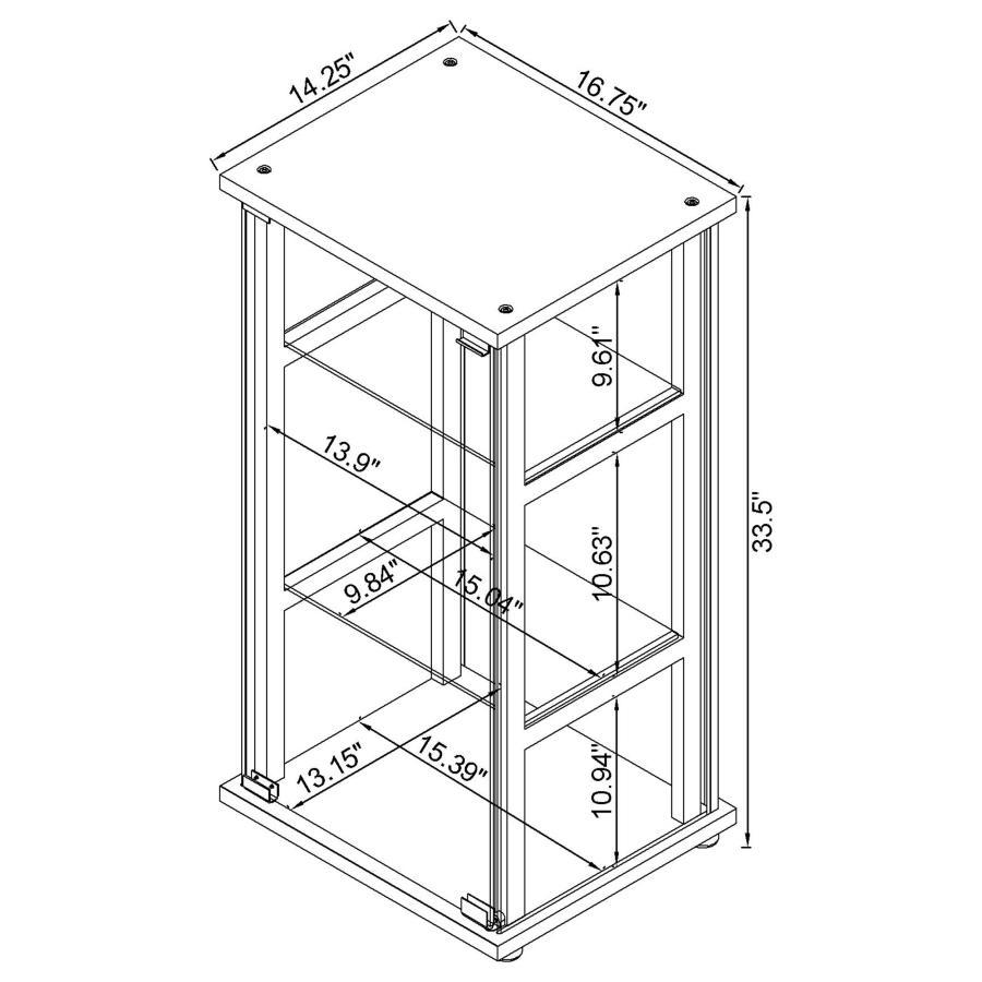 Cyclamen - 3-Shelf Clear Glass Curio Display Cabinet - Black