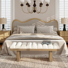Bella - Upholstered Modern Accent Bench - Ivory White