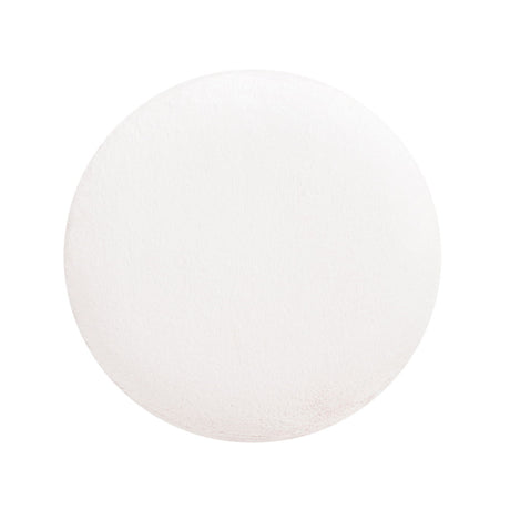 Tilly - Round Fur Upholstered / Burl Pouf Ottoman - White by Jennifer Taylor Home | Bel Furniture