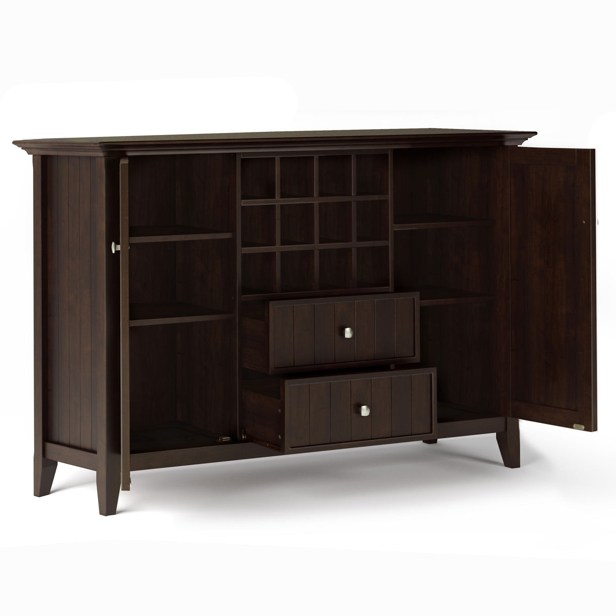 Bedford - Sideboard Buffet And Wine Rack - Dark Chestnut Brown by Simpli-Home | Bel Furniture