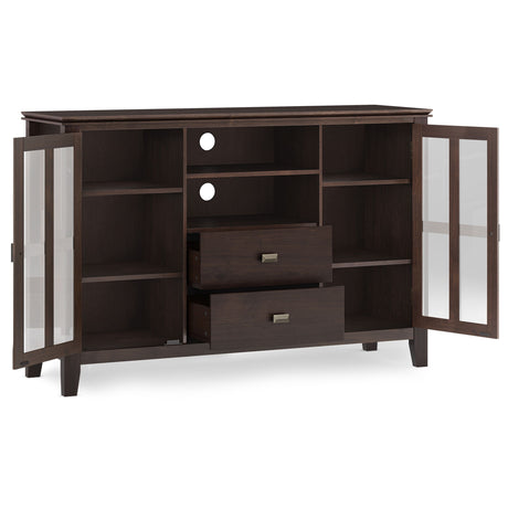 Artisan - Tall TV Media Stand - Dark Chestnut Brown by Simpli-Home | Bel Furniture