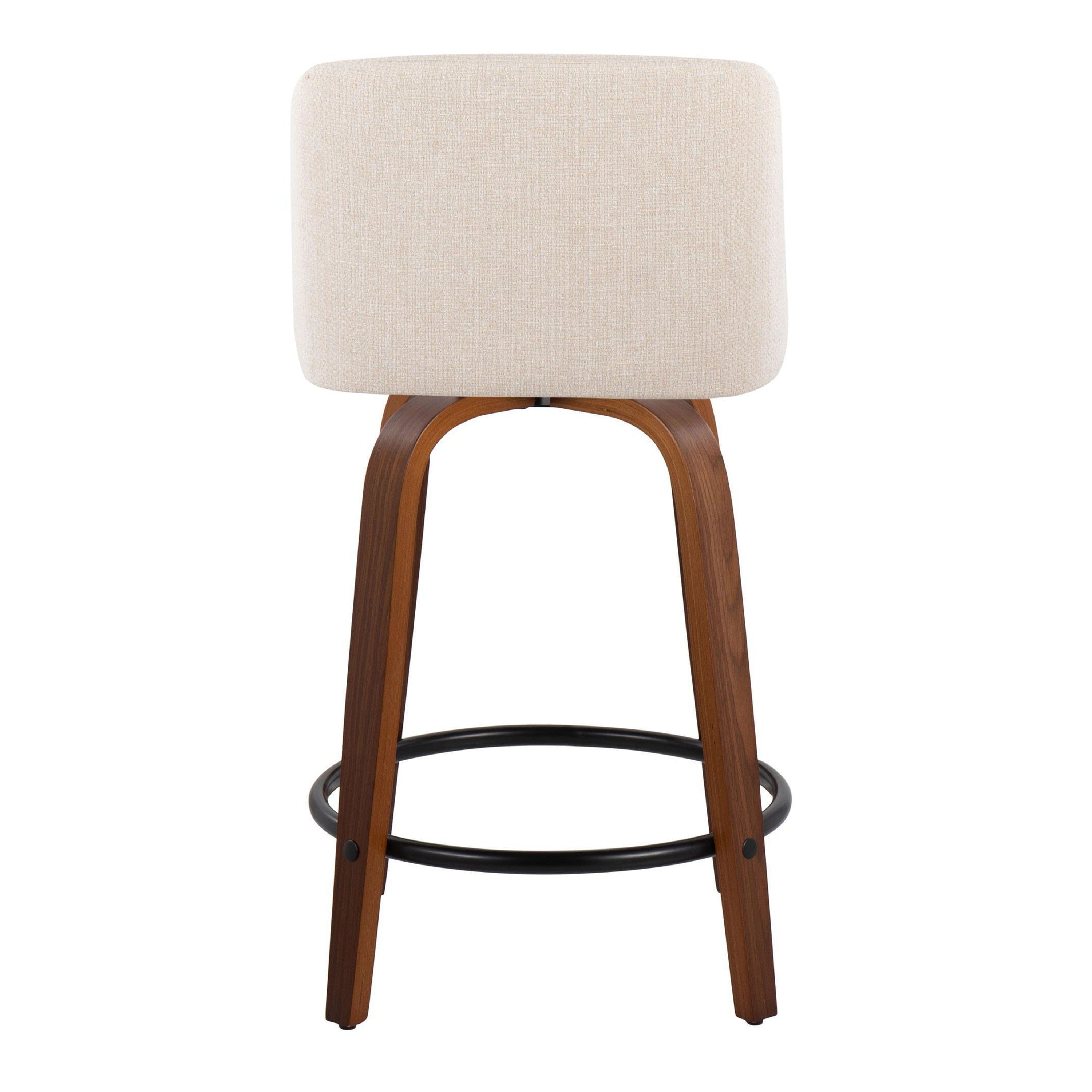 Toriano - Mid Century Modern, Fixed Height Counter Stool & Swivel And Round Footrest (Set of 2)