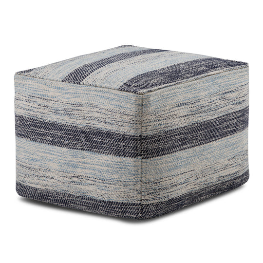 Clay - Square Pouf, Upholstered Blue by Simpli-Home | Bel Furniture