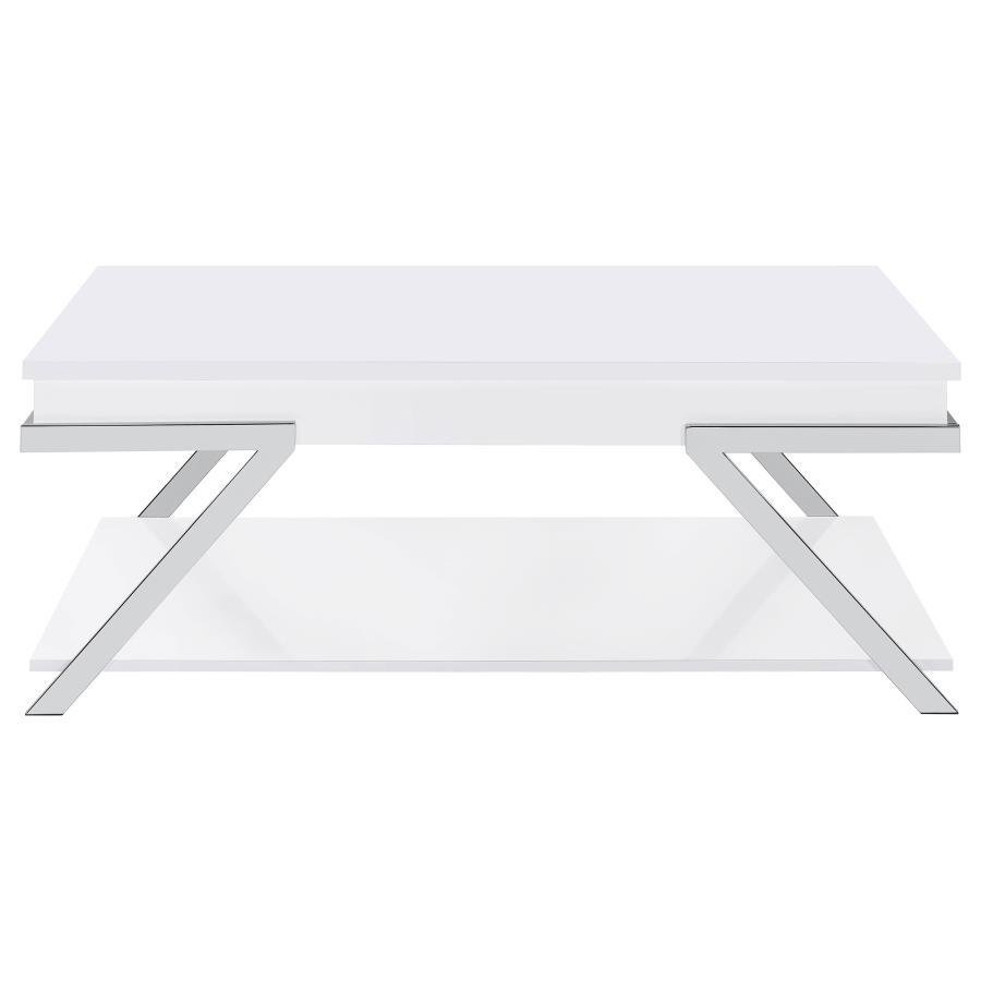 Marcia - Rectangular Lift Top Coffee Table - White High Gloss