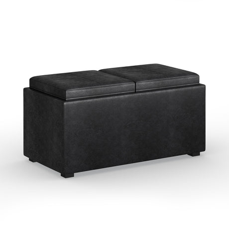 Avalon - 5 Piece Storage Ottoman - Distressed Black by Simpli-Home | Bel Furniture