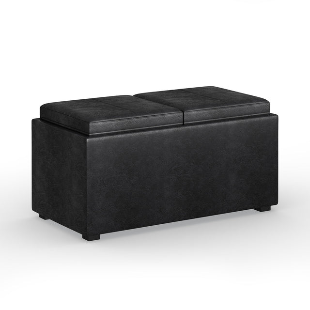 Avalon - 5 Piece Storage Ottoman - Distressed Black by Simpli-Home | Bel Furniture
