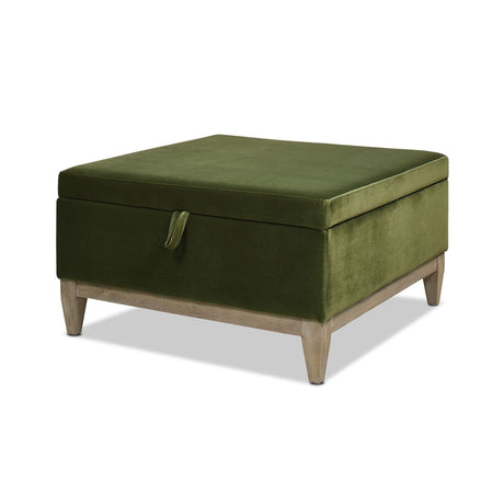 Knox - Square Storage Cocktail Ottoman - Olive Green - view 10