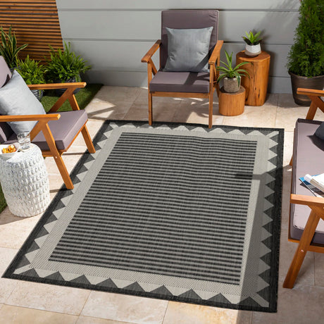 Sunshine - 5'3" X 7'3" Polypropylene Indoor & Outdoor Area Rug - Anthracite - view 4