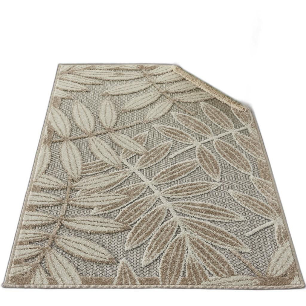 3' X 4' Floral Outdoor / Indoor Area Rug - Gray / Ivory