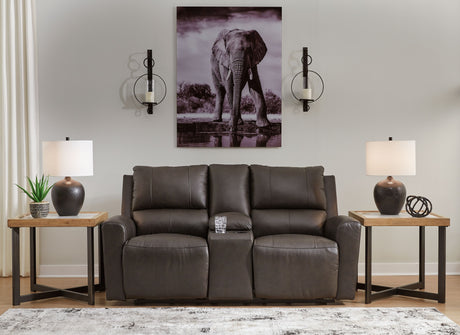 Boxmere - Storm - Dbl Power Reclining Loveseat with Console by Signature Design by Ashley® | Bel Furniture