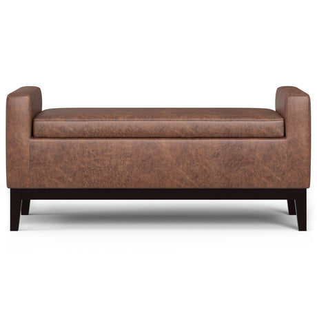 Amber - Rectangular Storage Ottoman - Brown by Simpli-Home | Bel Furniture