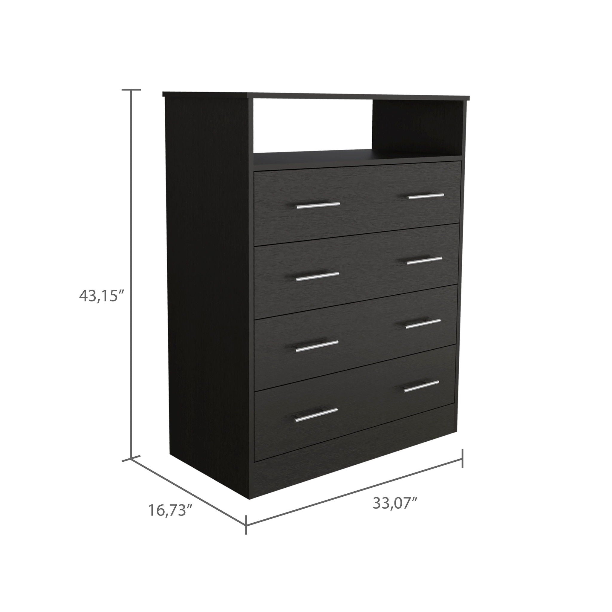 4 Drawer Dresser - Black