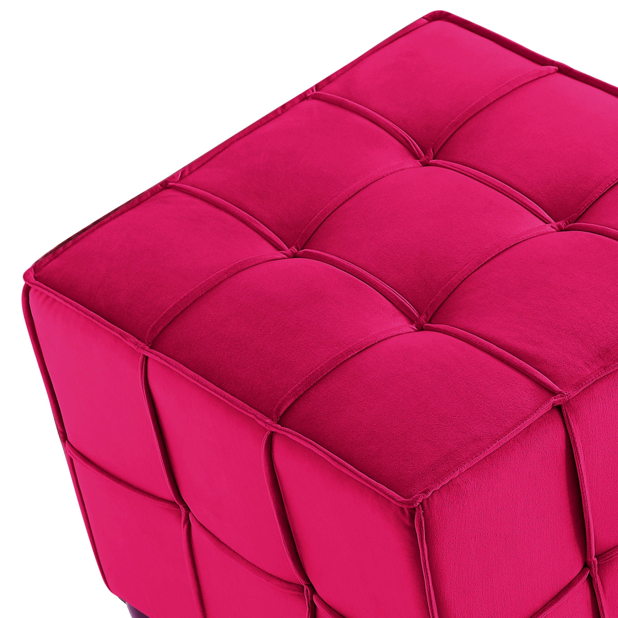 Velvet Cube Ottoman - Pink / Black