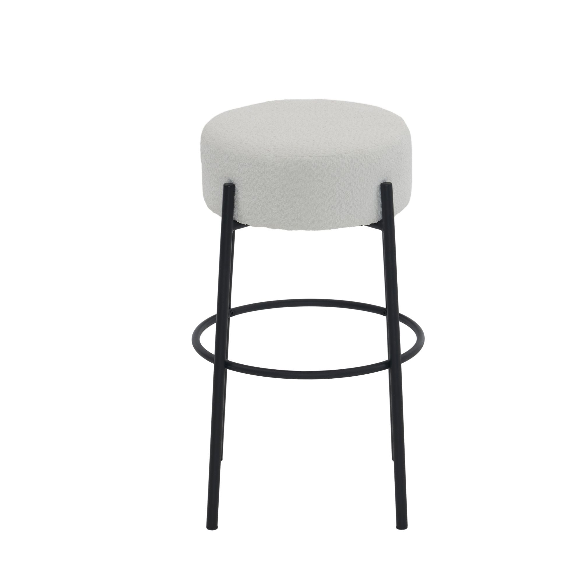 Round High Bar Stools (Set of 2), Contemporary Upholstered Dining Stools For Kitchens, Coffee Shops And Bar Stores