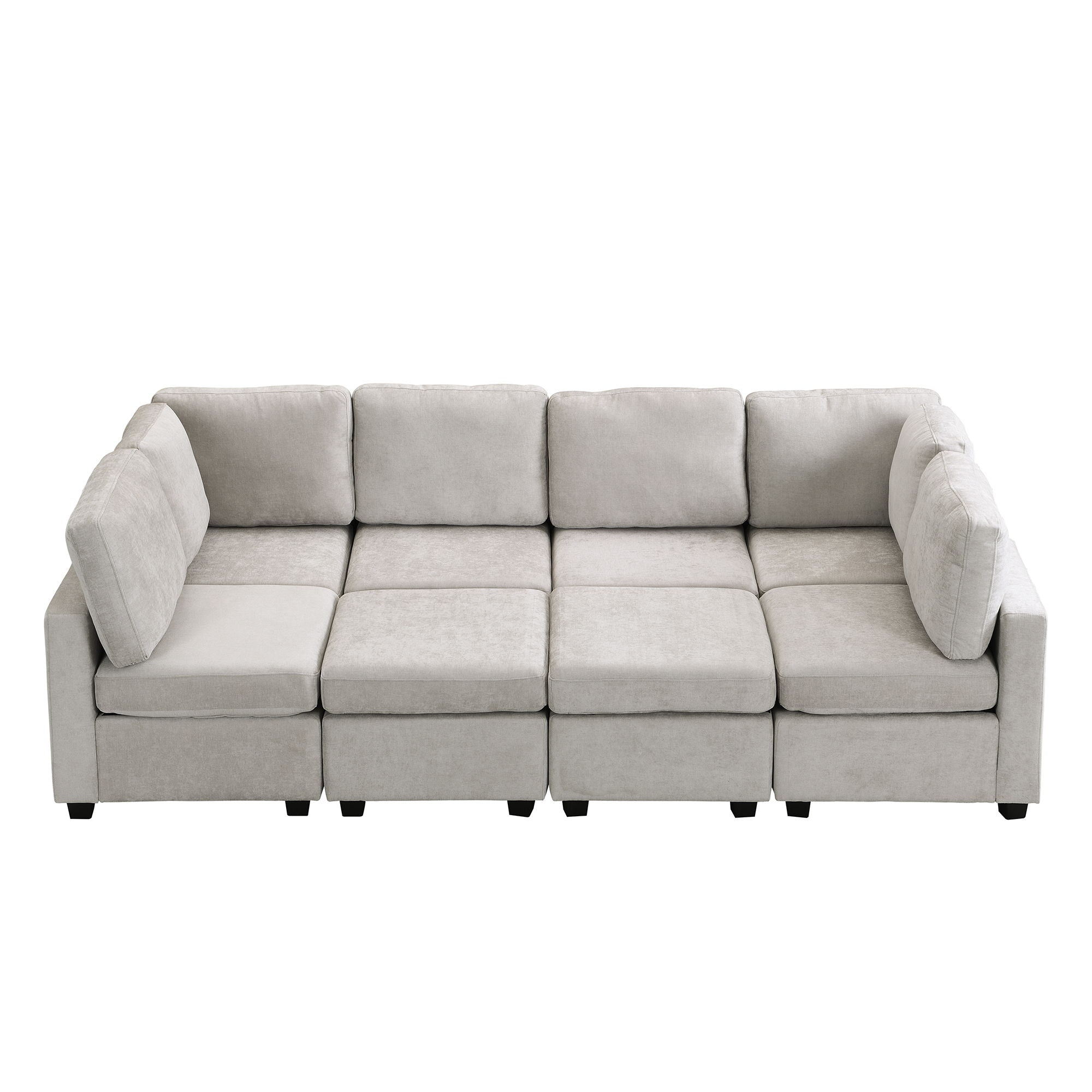 Sectional Sofa Couch Sofa Bed U-Shaped Sofa With Two Movable Ottoman And Three USB Ports For Living Room