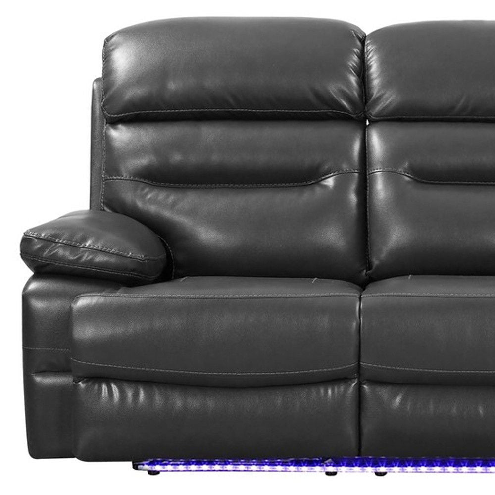 Usb Sofa Faux Leather With Black Legs - Gray