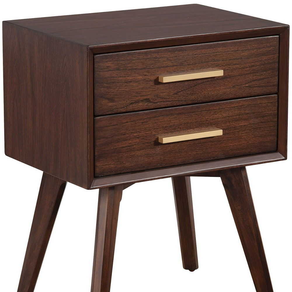 2 Drawer Nightstand - Walnut And Gold