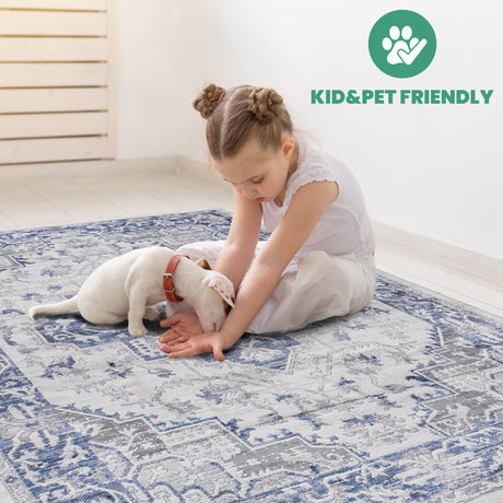 Marfi - 6' X 9' Oriental Area Rug - Blue / Gray - view 6