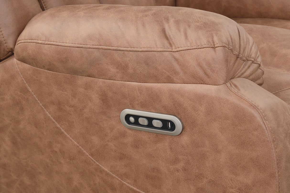 Brown Power Reclining 3-Piece Living Room Set with LED Lights, USB, Bluetooth Speaker & Wireless Charging