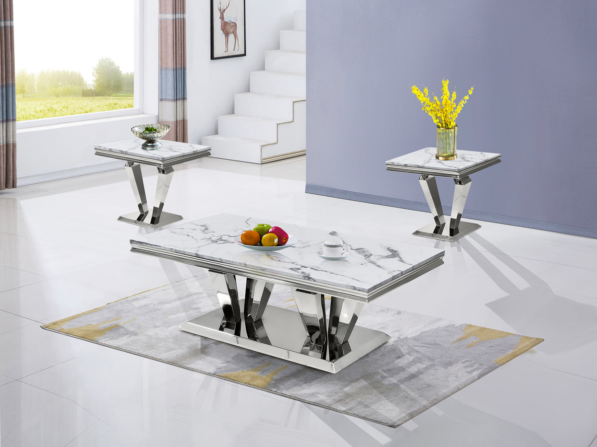 3 Piece Coffee Table Set - Marble by Mollai Collections | Bel Furniture