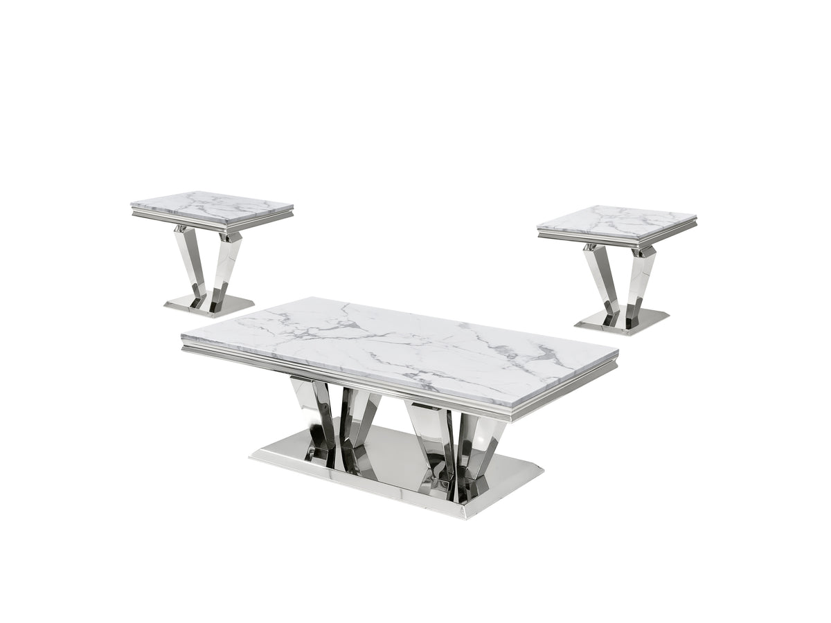 3 Piece Coffee Table Set - Marble by Mollai Collections | Bel Furniture