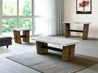 Modern Rustic 3 Piece Coffee Table Set with Faux-Marble Tops