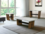 Modern Rustic 3 Piece Coffee Table Set with Faux-Marble Tops