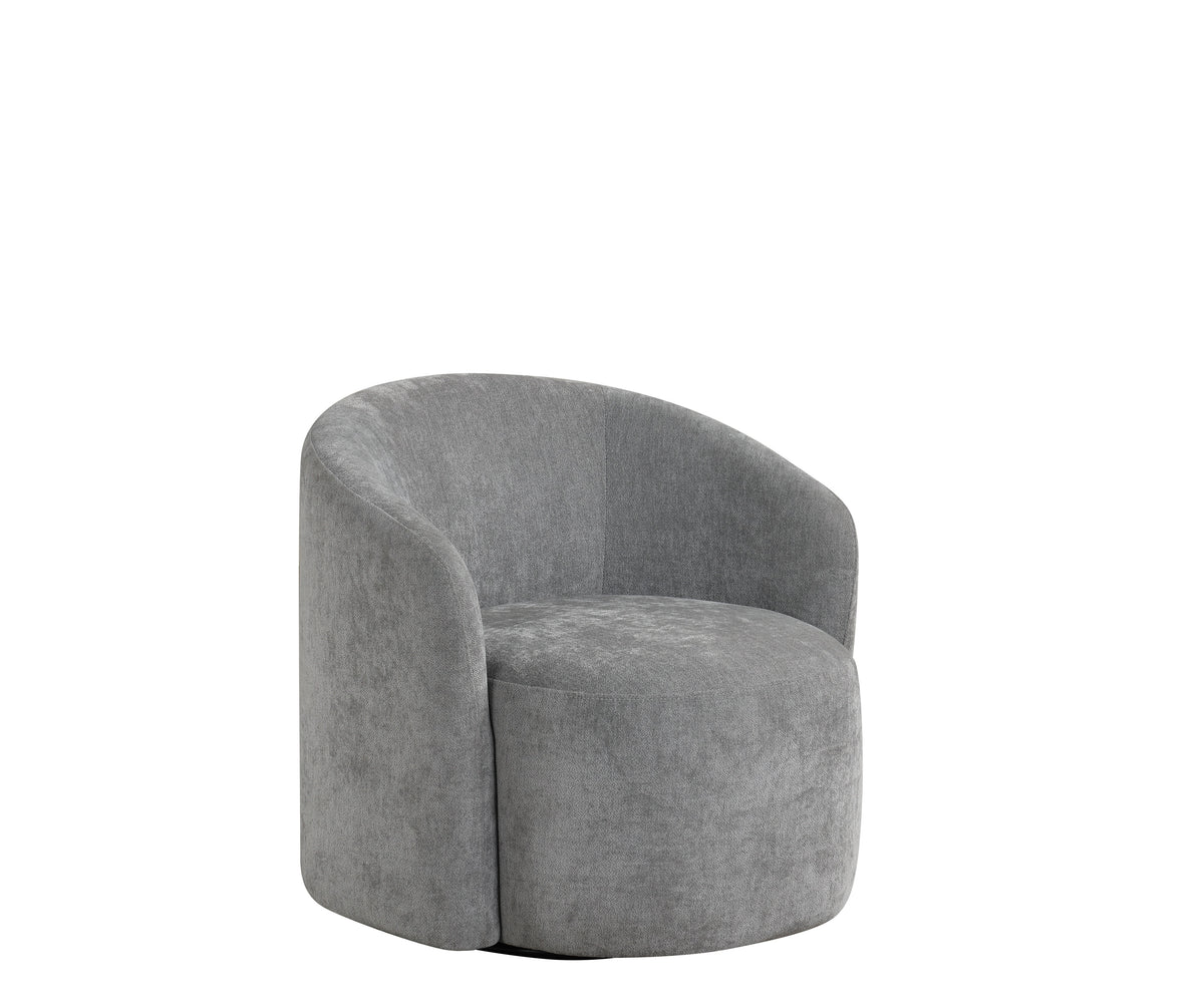 Cora Modern Dark Green Chenille 360° Swivel Barrel Accent Chair