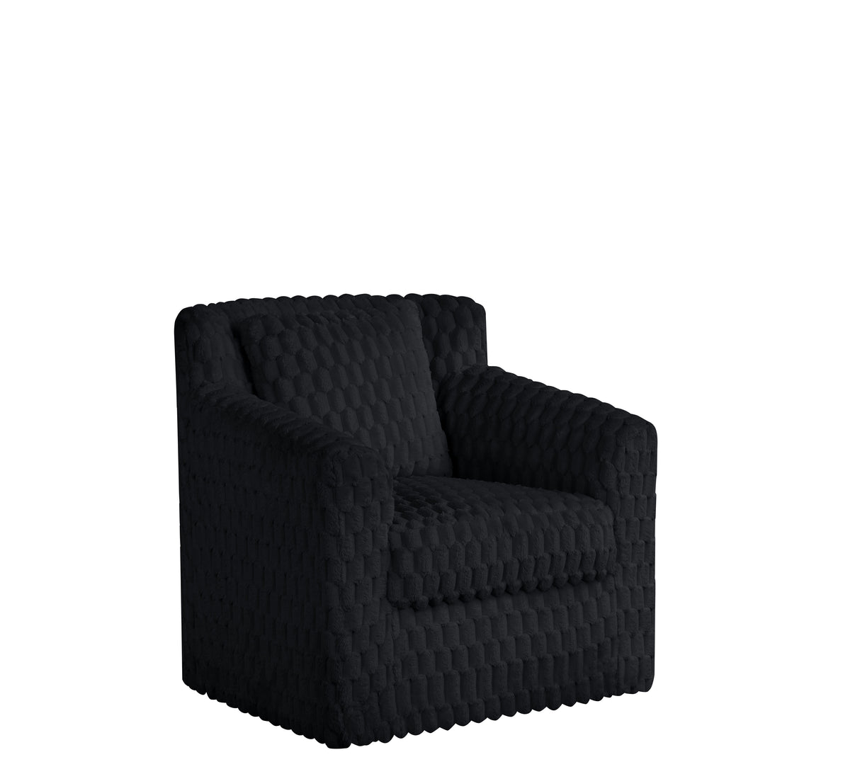 Serena Contemporary Black Sculpted Faux Fur 360° Swivel Accent Chair