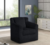 Serena Contemporary Black Sculpted Faux Fur 360° Swivel Accent Chair