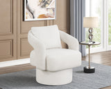 Avery Modern Ivory Textured Swivel Accent Chair with Open Arms