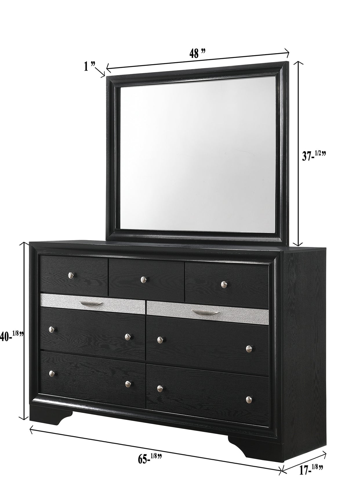 Regata Dresser Mirror Black/Silver