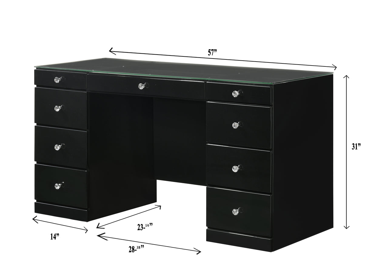 Avery - Vanity Desk With Glass Top