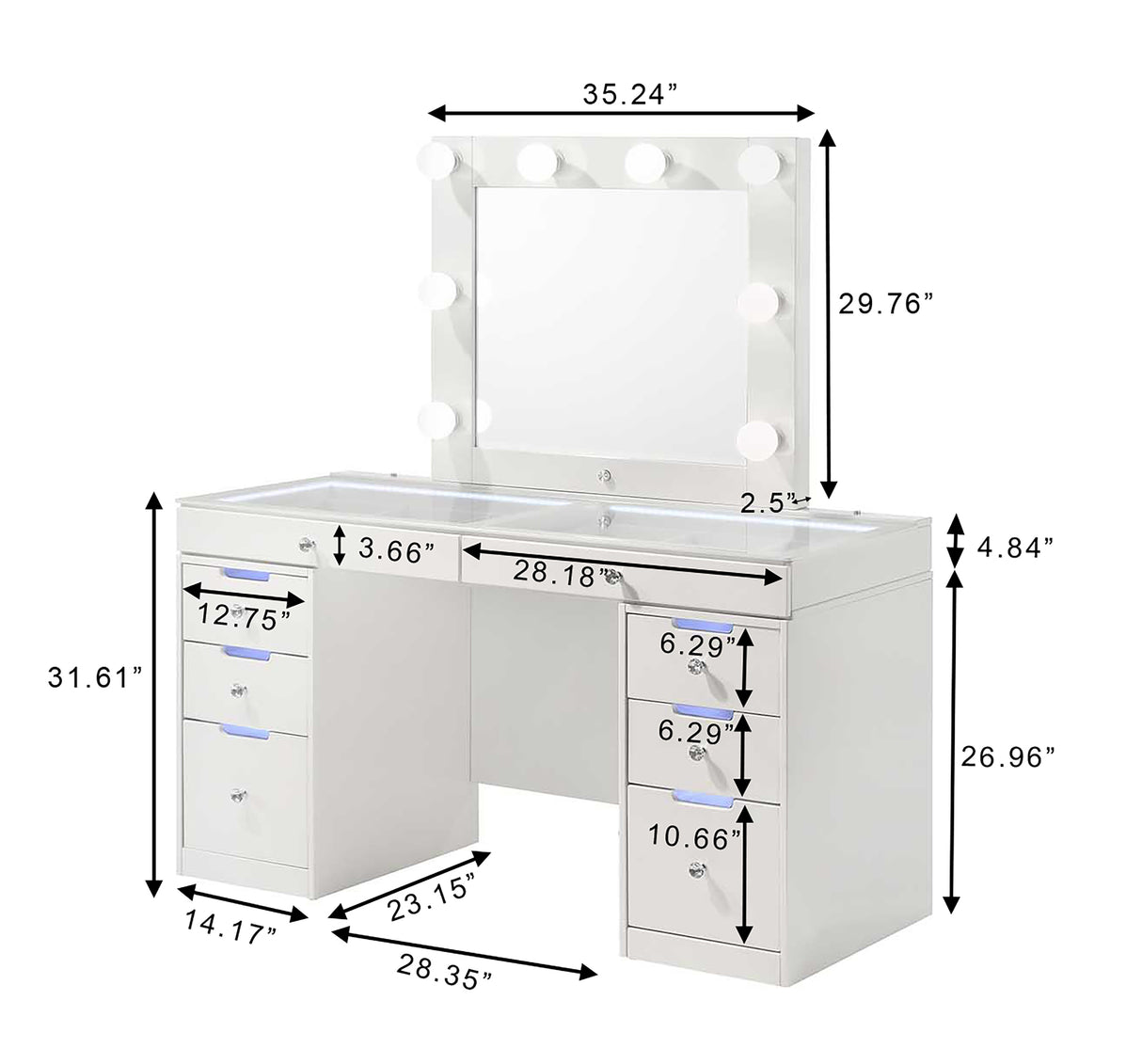 Luxo Vanity Top W/Led White