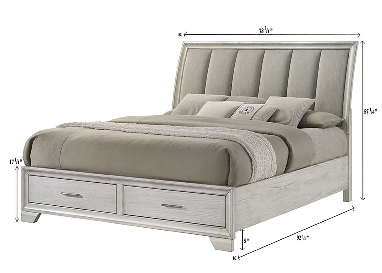 Jaymes Storage Bed White Mist