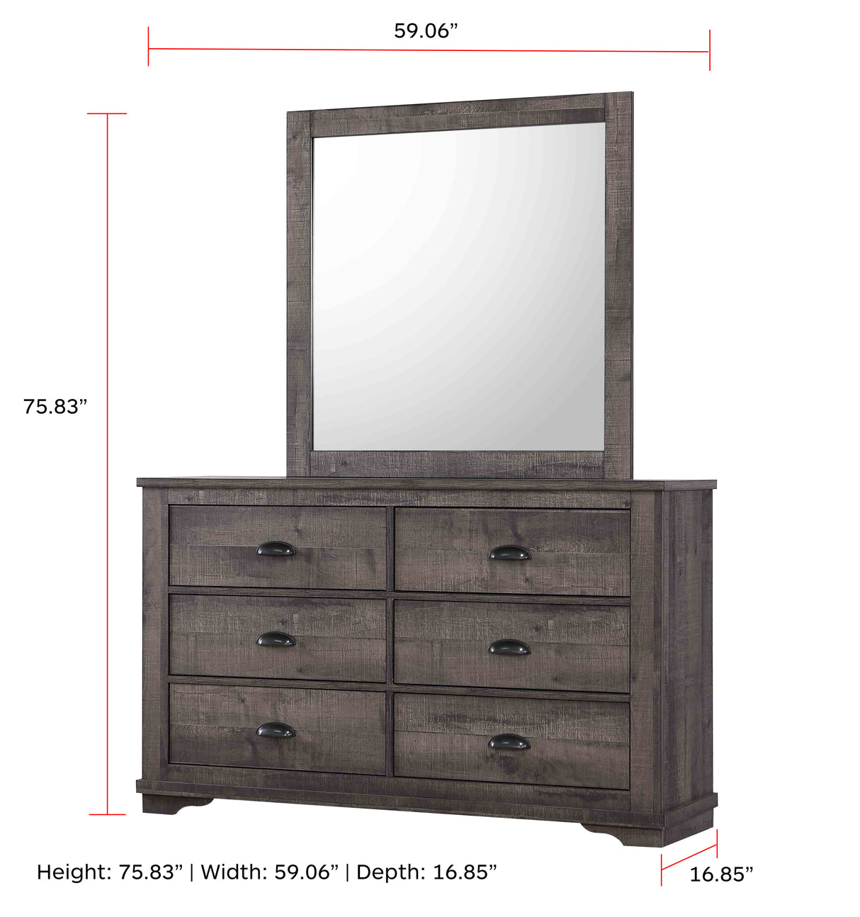 Coralee Dresser Mirror Grey