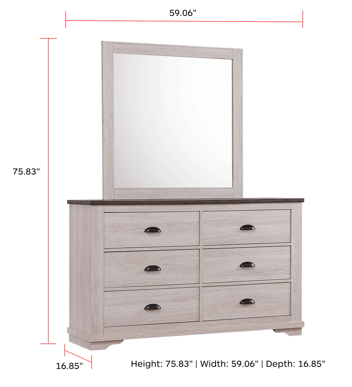 Coralee Dresser Mirror Chalk/Grey